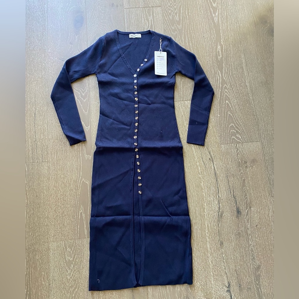CMZ2005 ribbed button-down dress